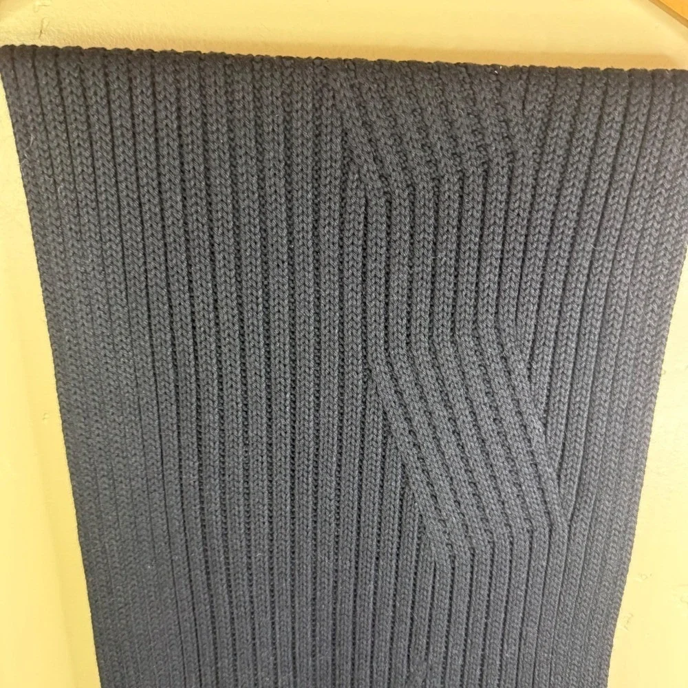UGG Men's Black Diagonal Ribbed Knit Scarf Wool Blend Warm Winter Accessory
